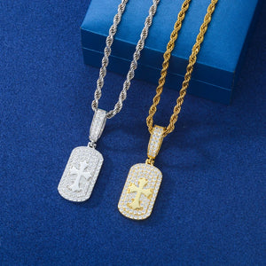S925 Moissanite Cross Dog Tag Pendant - Different Drips