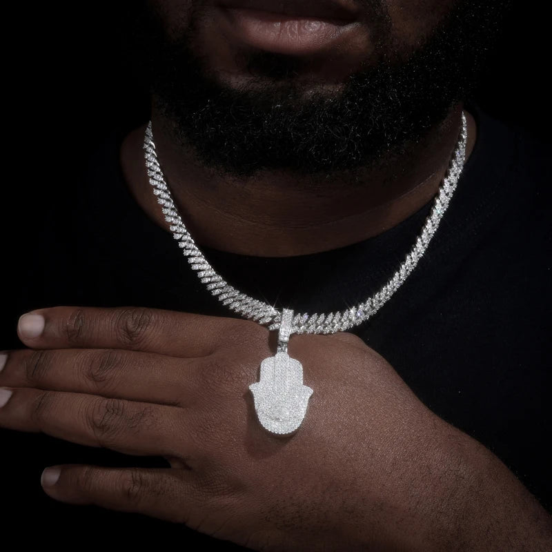 S925 Moissanite Hamsa Hand Pendant - Different Drips