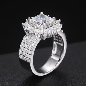 S925 Moissanite Flower Halo Pave Band Ring - Different Drips