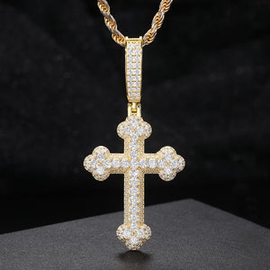 S925 Moissanite Round-Tipped Cross Pendant - Different Drips