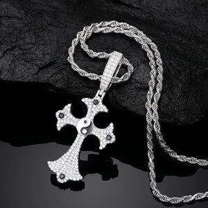 S925 Moissanite Tai Chi Ying Yang Cross Pendant - Different Drips