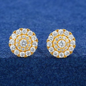 Moissanite Round Cluster Halo Stud Earrings - Different Drips