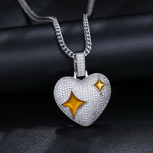 S925 Moissanite Bronze Diamond Heart Pendant - Different Drips