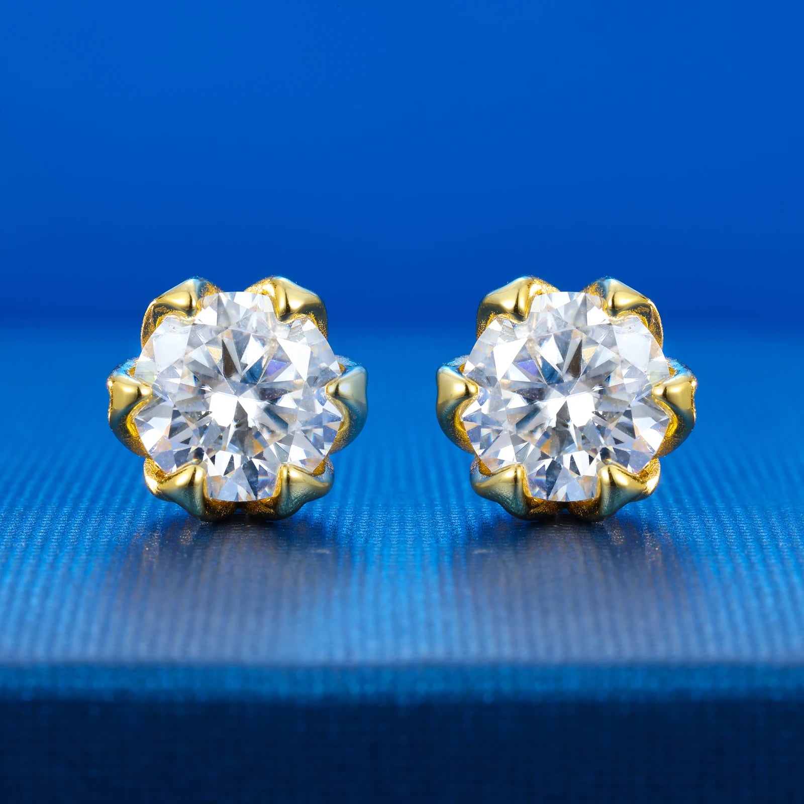 S925 Moissanite Round Flower Stud Earrings - Different Drips