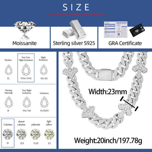 S925 Moissanite Royal Cross Stationed Cuban Link Chain - Different Drips