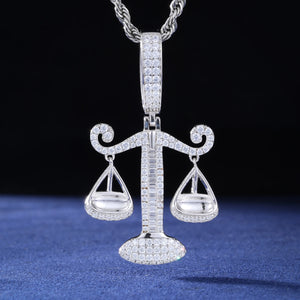 S925 Moissanite Baguette Diamond Justice Scale Pendant - Different Drips