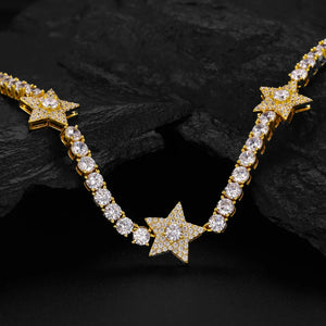 S925 Moissanite Diamond Star Stationed Tennis Chain - Different Drips