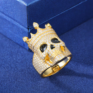 S925 Moissanite Diamond Crowned Skull Ring - Different Drips