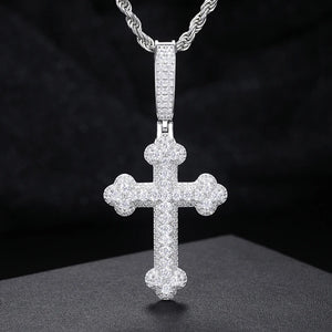 S925 Moissanite Round-Tipped Cross Pendant - Different Drips