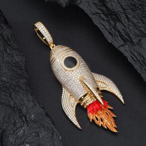S925 Moissanite Rocket Ship Pendant - Different Drips