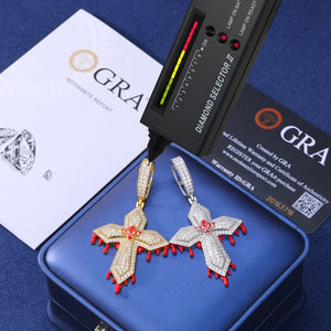 S925 Moissanite Dripping Cross Pendant - Different Drips