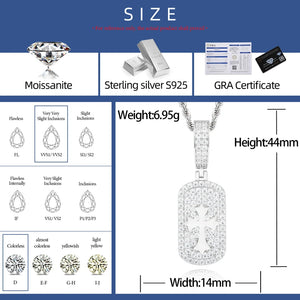S925 Moissanite Cross Dog Tag Pendant - Different Drips
