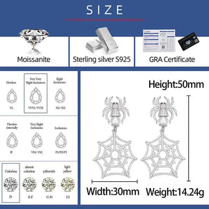 S925 Moissanite Diamond Spider Web Earrings - Different Drips