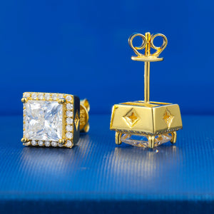 S925 Moissanite Princess Cut Square Stud Earrings - Different Drips