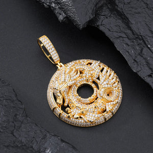 S925 Moissanite Dragon & Phoenix Medallion - Different Drips