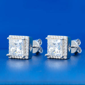 S925 Moissanite Princess Cut Square Stud Earrings - Different Drips