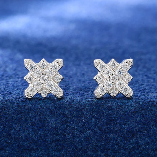 S925 Moissanite XO Cluster Stud Earrings - Different Drips