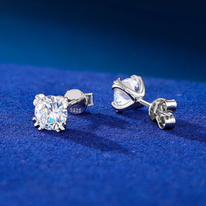 925 Sterling Silver Flower Prong Moissanite Stud Earrings - Different Drips