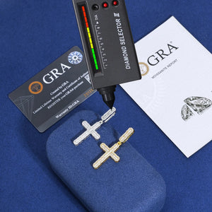 S925 Moissanite Small Baguette Cross Pendant - Different Drips