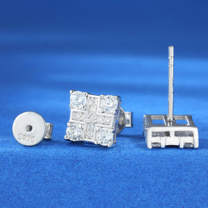 S925 Moissanite Square Quad Cross Stud Earrings - Different Drips