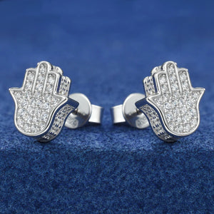 S925 Iced Hamsa Moissanite Stud Earrings - Different Drips