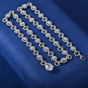 S925 Moissanite Diamond Double-Circle Link Necklace - Different Drips