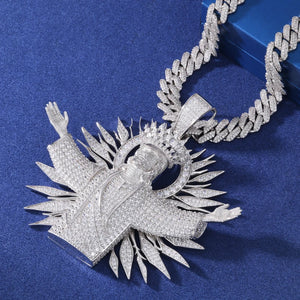 S925 Moissanite Diamond Crowned Jesus Radiance Pendant - Different Drips