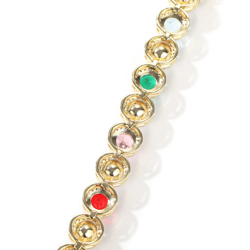 Pearl Multicolor Gemstone Halo Link Chain - Different Drips