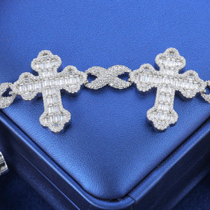 Iced Out Baguette Moissanite Cross Bracelet - Different Drips