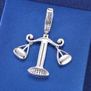 S925 Moissanite Baguette Diamond Justice Scale Pendant - Different Drips