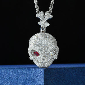 Iced Out Moissanite Skull Pendant - Different Drips