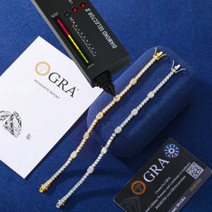 S925 Moissanite Baguette Accented Tennis Bracelet - Different Drips