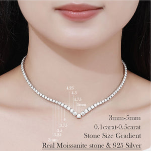 3mm Women's S925 Moissanite Chevron Tennis Necklace - Different Drips