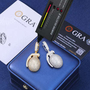 S925 Moissanite Grenade Pendant - Different Drips