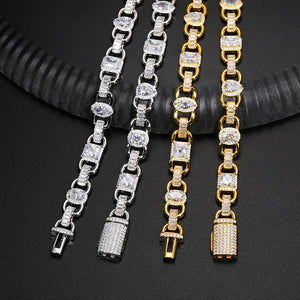 10mm S925 Moissanite Gem Stationed Ring Link Chain - Different Drips