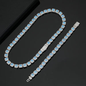 10mm Blue Stone Clustered Tennis Chain - Different Drips