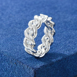 Cuban Link Moissanite Eternity Band Ring - Different Drips