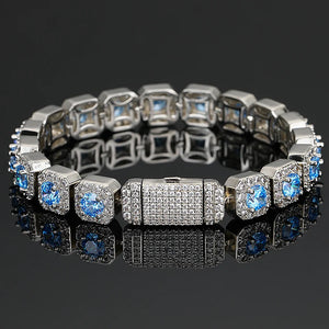 10mm Blue Stone Clustered Tennis Chain - Different Drips