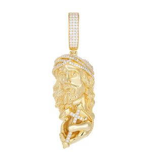 S925 Moissanite Jesus Holding Cross Pendant - Different Drips