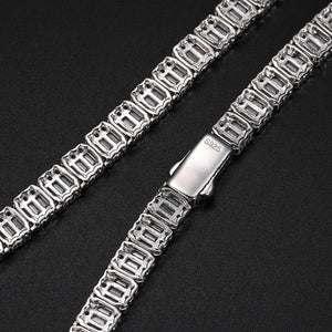 14mm S925 Moissanite Baguette Tennis Chain - Different Drips