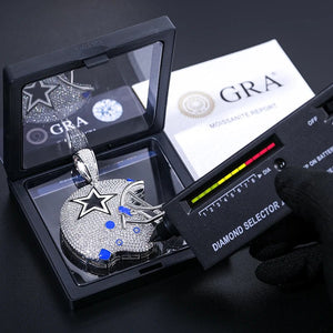 S925 Moissanite Dallas Football Helmet Pendant - Different Drips