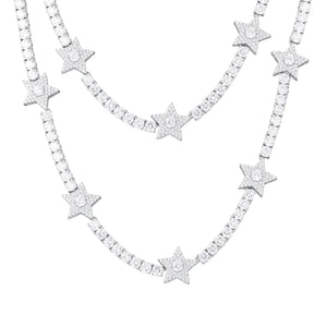 S925 Moissanite Diamond Star Stationed Tennis Chain - Different Drips