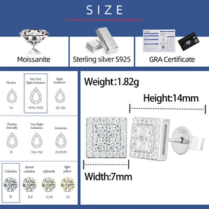 S925 Moissanite Square Stud Earrings - Different Drips