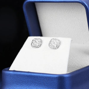 10K White Gold Cluster Moissanite Diamond Earrings - Different Drips