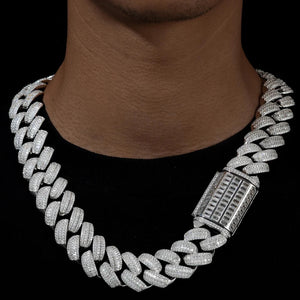 25mm S925 Moissanite Baguette Cuban Link Chain - Different Drips