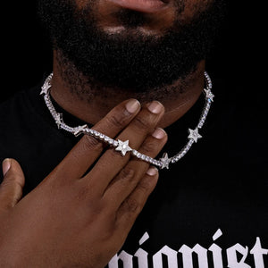 S925 Moissanite Diamond Star Stationed Tennis Chain - Different Drips