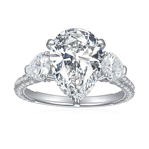 Women's S925 Moissanite 6 CT. Pear Solitaire Ring - Different Drips