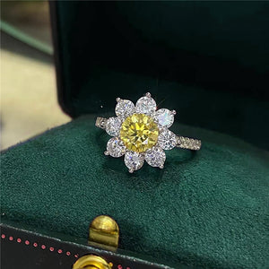 Women's S925 Moissanite Sunflower Ring - Different Drips