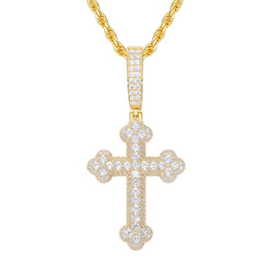 S925 Moissanite Round-Tipped Cross Pendant - Different Drips