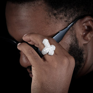 S925 Baguette Moissanite Diamond Cross Ring - Different Drips